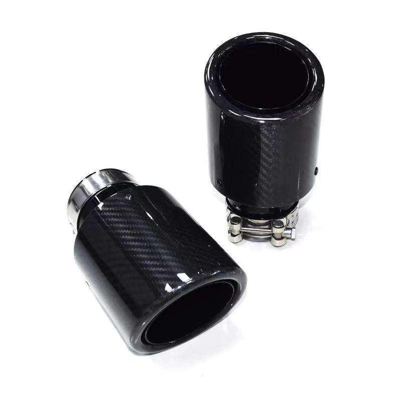 BMW Universal Gloss Black 304 Stainless Steel Carbon Fiber Muffler Tailpipe - Tailpipe Modification