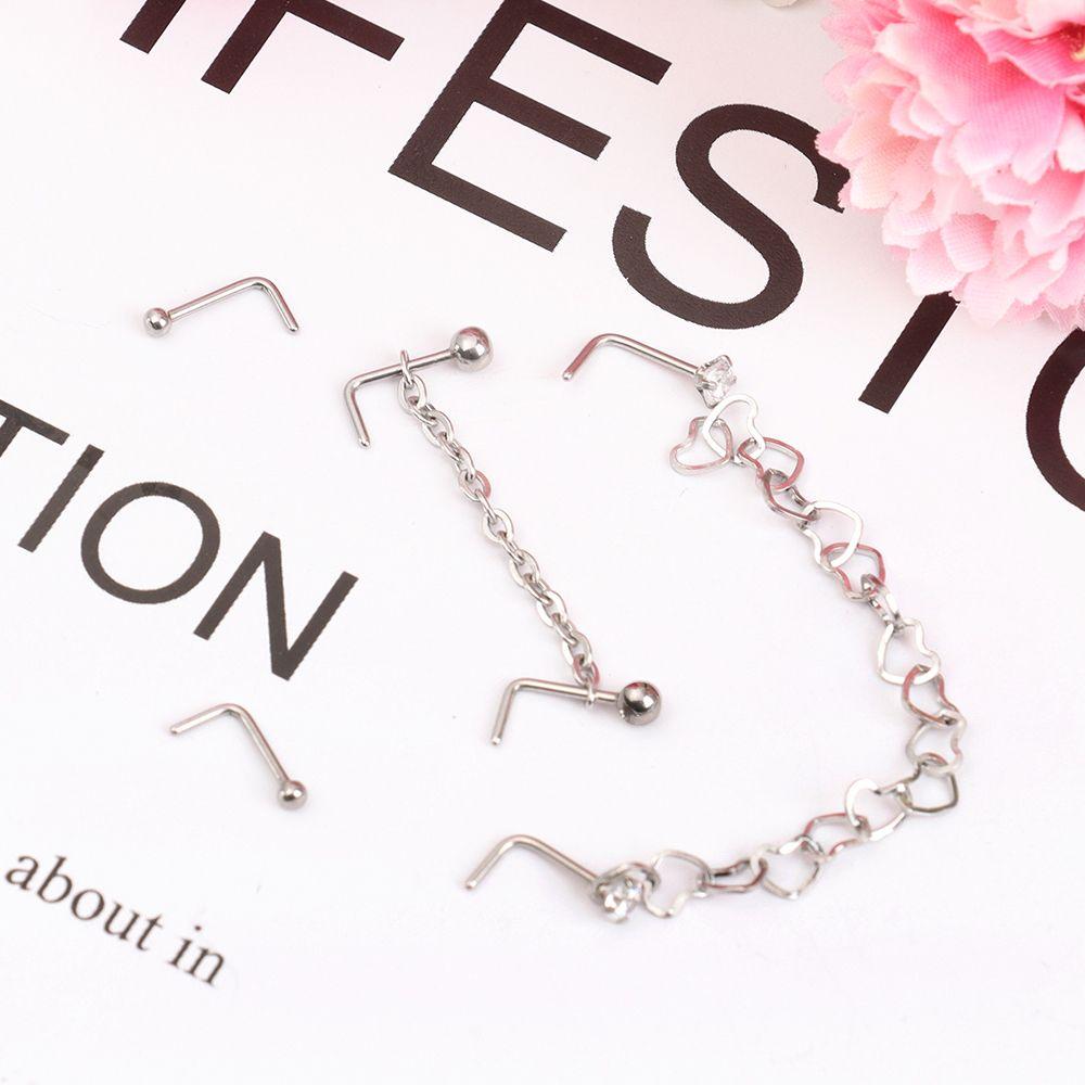 Мода Нержавеющая Сталь Без Пирсинга Двойной Клипса для Ноздрей Цепочка для Носа Фейковое Кольцо для Носа Кольцо для Носа