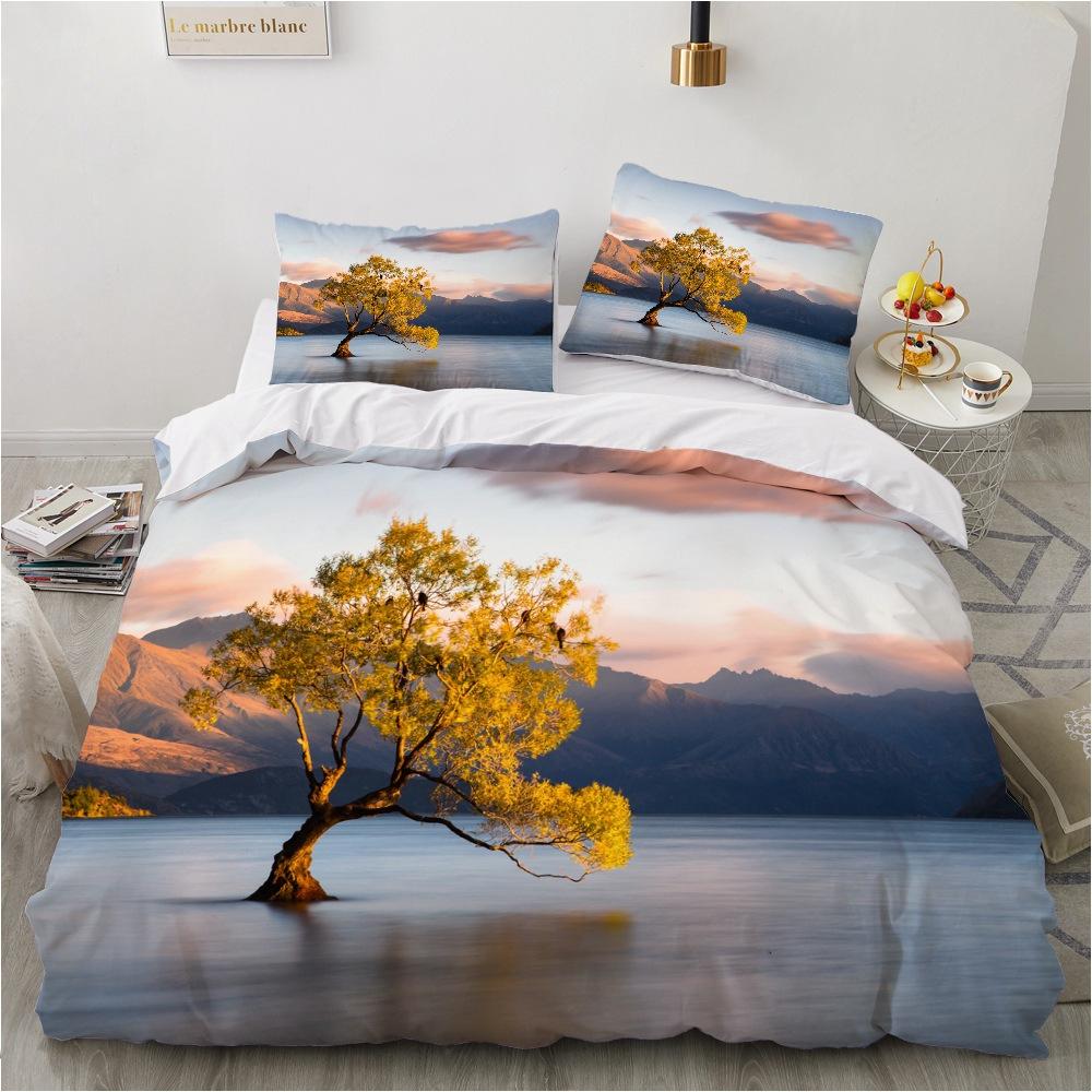 Легкий комплект постельного белья в гавайском 3D-стиле, пододеяльник с береговой линией, летнее прохладное покрывало с принтом, пододеяльник для односпальной или двуспальной кровати класса люкс