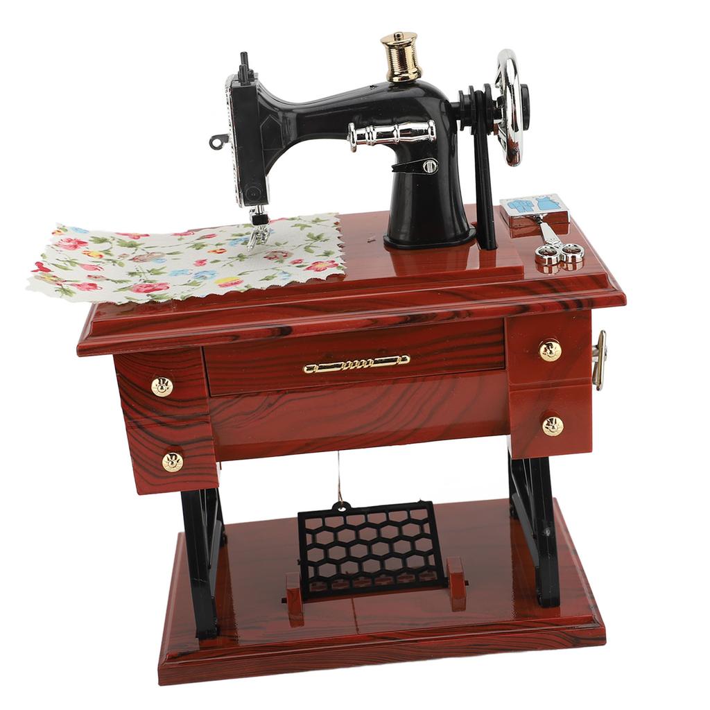 Sewing Machine Music Box Hand Crank Musical Box Vintage Sewing Machine Desk Decoration