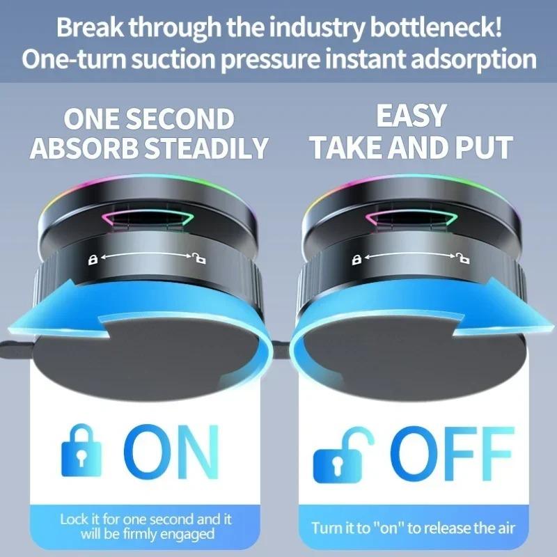 15 Вт Автомобильное беспроводное зарядное устройство Охлаждающий магнитный автомобильный держатель для телефона Крепление Быстрая зарядка Вращающийся на 360 градусов для iPhone 17 Pro Присоска Вакуумный Складной