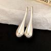 European and American silver needle smooth water drop pendant earrings simple and fashionable earrings light luxury high-end earrings design sense