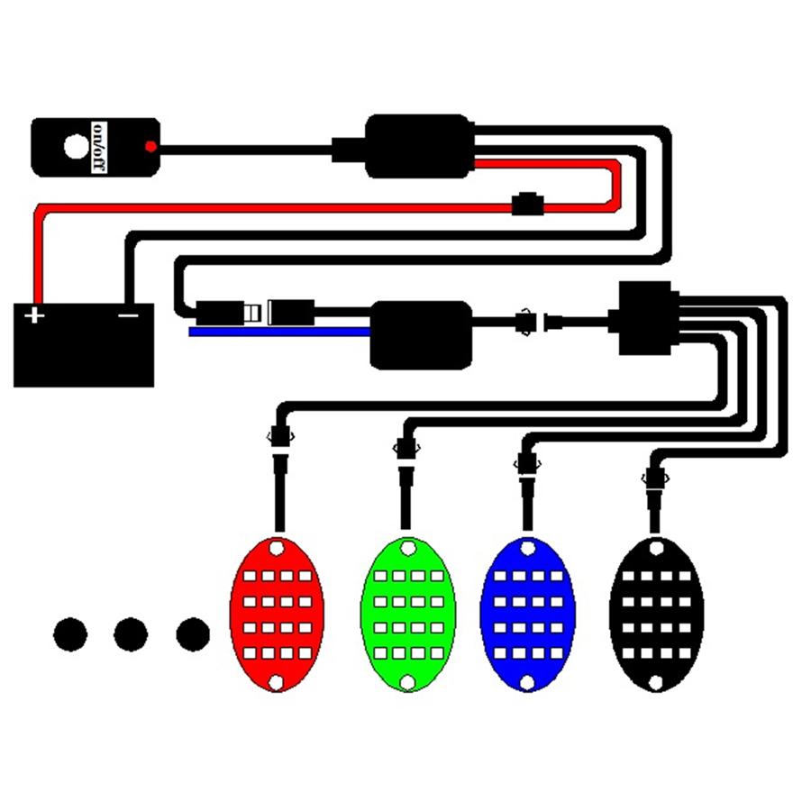 8 шт. Неоновая светодиодная RGB-подсветка днища, атмосфера, Bluetooth-приложение, двойной пульт дистанционного управления