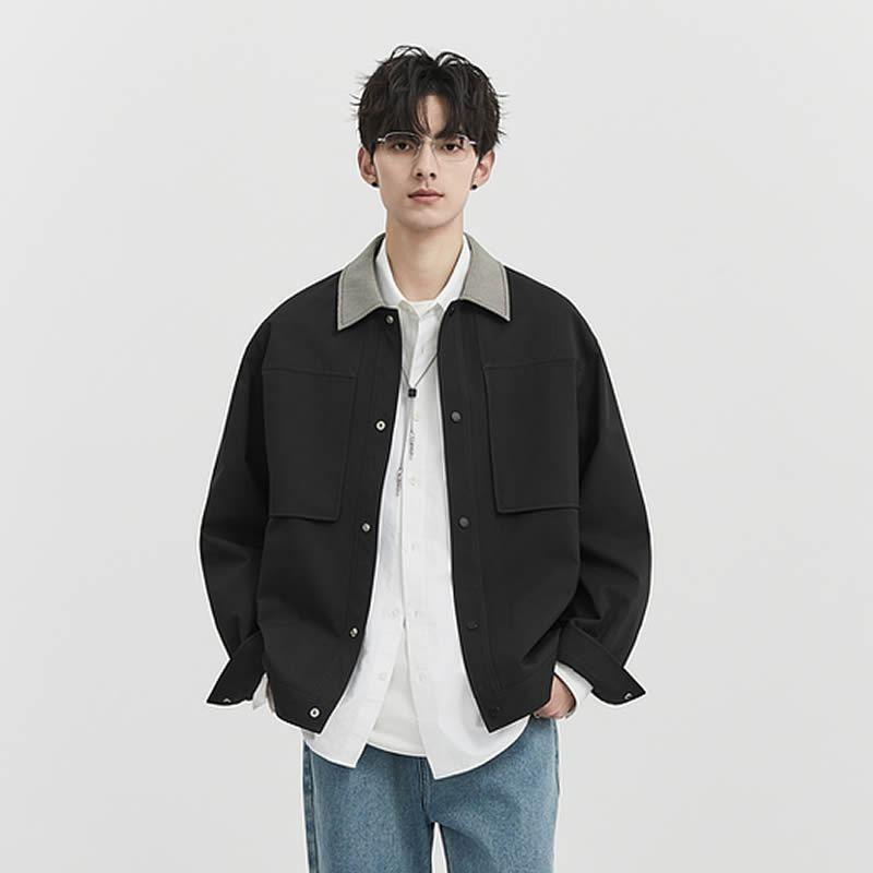 Мужские весенние новинки, контрастные лацканы, куртки высокого класса, красивые короткие повседневные топы