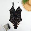 Navy Black Laser Cutting Flower Hollow One Piece Swimsuit and Skirt  Women Swimwear Skirt Bathing Suit Girls Summer Beachwear Dress