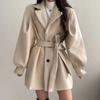 New Korean Version Chic Loose Slim Jacket Elegant Woolen Coat Autumn Winter Mid-length Fashion Soild Design Casual Clothing