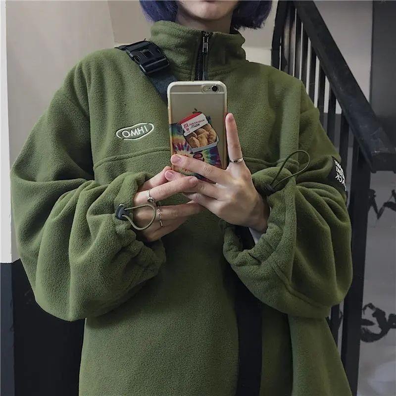 Осенне-зимний парный свитер для мужчин и женщин, ретро флисовый свободный bf флисовый топ, куртка, тренд