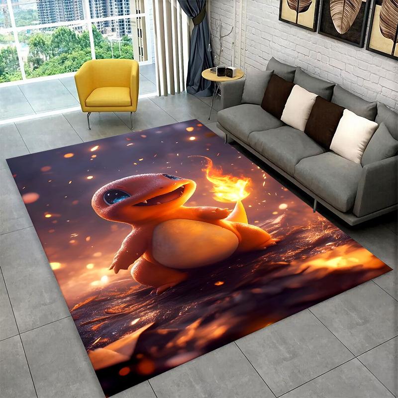 Cartoon Charizard Pokemon Non-Slip Area Rug for Living Room,Bedroom,Playroom,Soft Carpet Floor Mat Home Decor Rug Kids Room