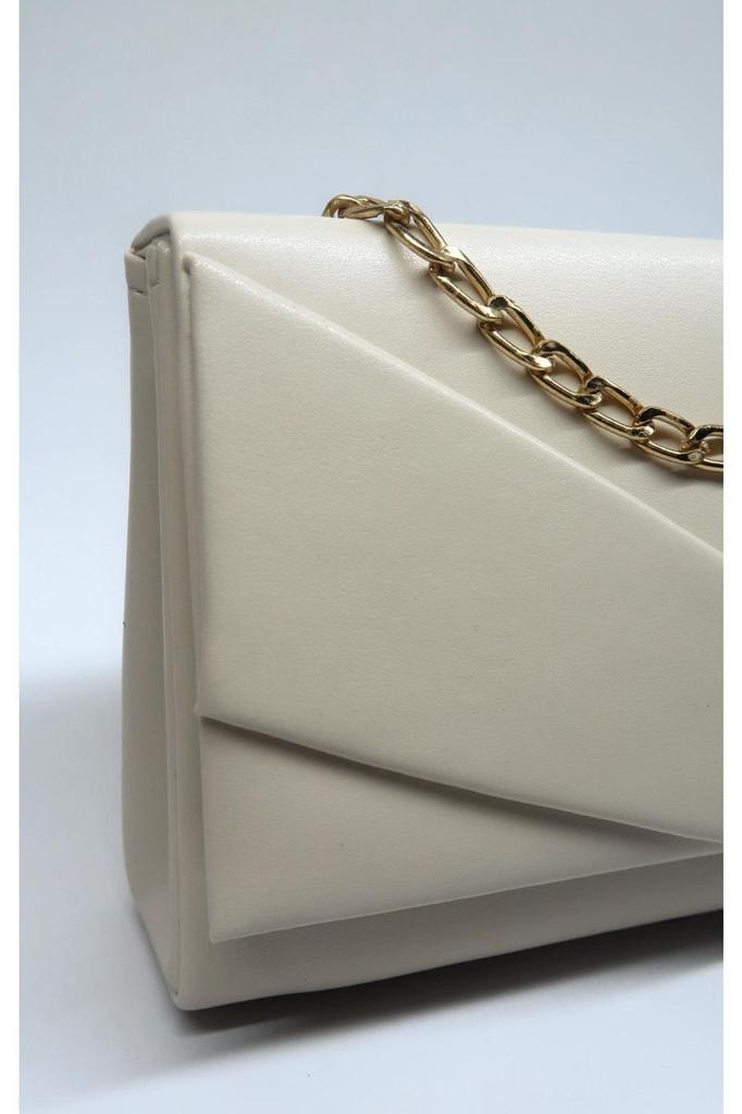 Women's Stylish and Useful Evening Dress Bag Women's Cream Envelope Model Strap Chain Shoulder Bag