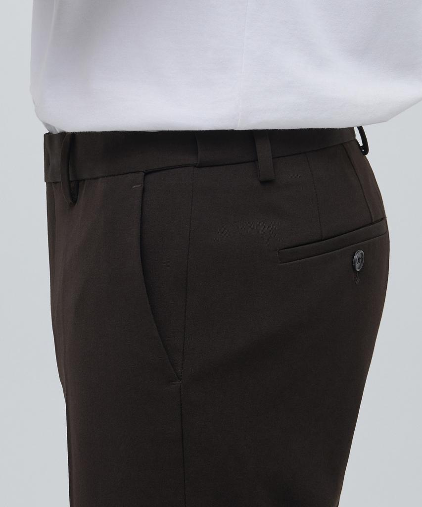 MUSINSA STANDARD Skinny Hidden Elastic Waist Crop Slacks [Dark Brown]