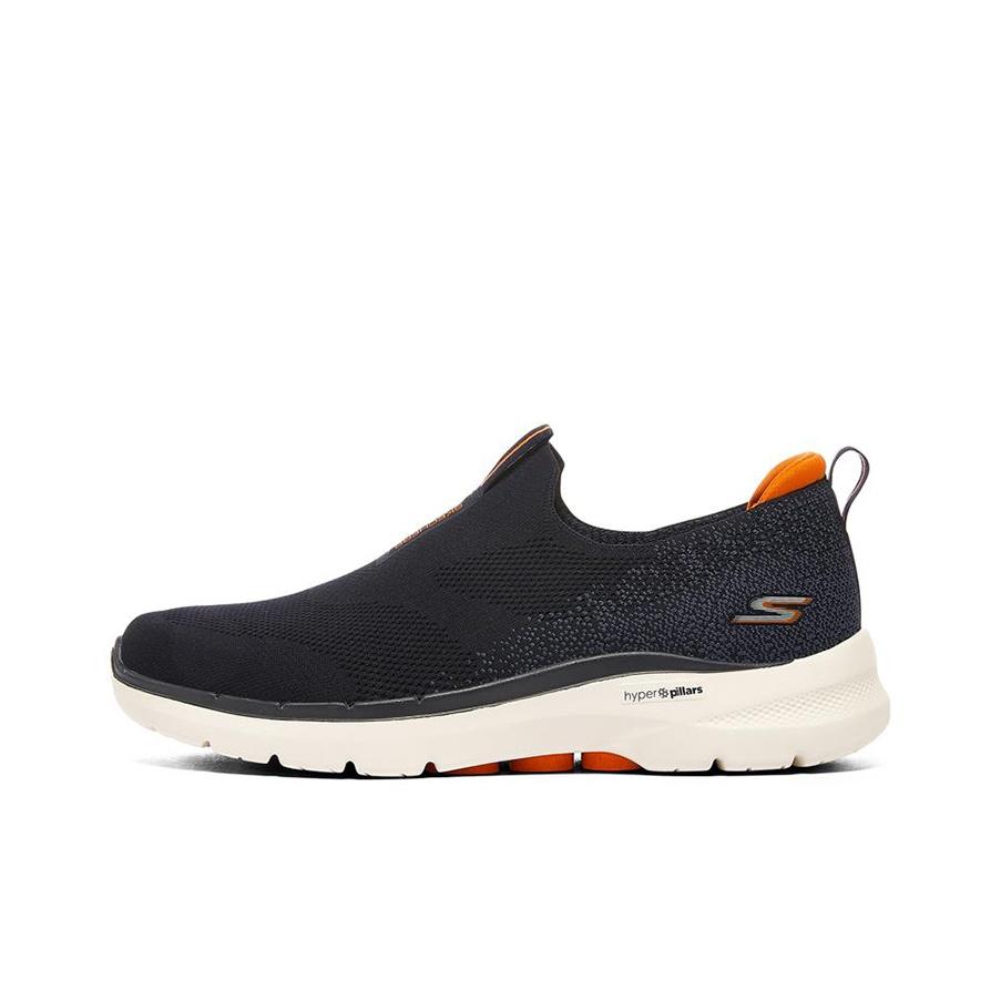 Skechers Go Walk 6 Сетчатые Удобные Прочные Дышащие Легкие Низкие Повседневные Кроссовки Мужские Черные 216202-NVOR