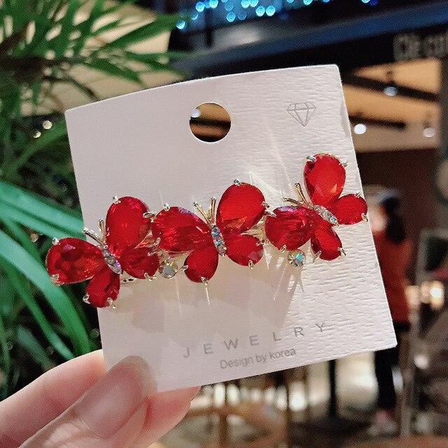 Модная заколка для волос в стиле ретро со стразами и бабочкой, большая заколка для волос с цветком, весенняя заколка, милая женская заколка в виде утконоса, головной убор, заколка для волос