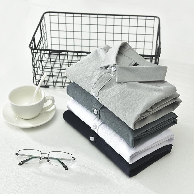 Летние рубашки для мужчин, простой стиль, повседневные, 100% хлопок, короткие рукава, мужские топы, отложной воротник, белая рубашка, 100% хлопок, удобная повседневная рубашка