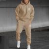 Mens Winter Hooded Sweatshirt Pants Set With Animal Paw Print Sporty Casual Streetwear