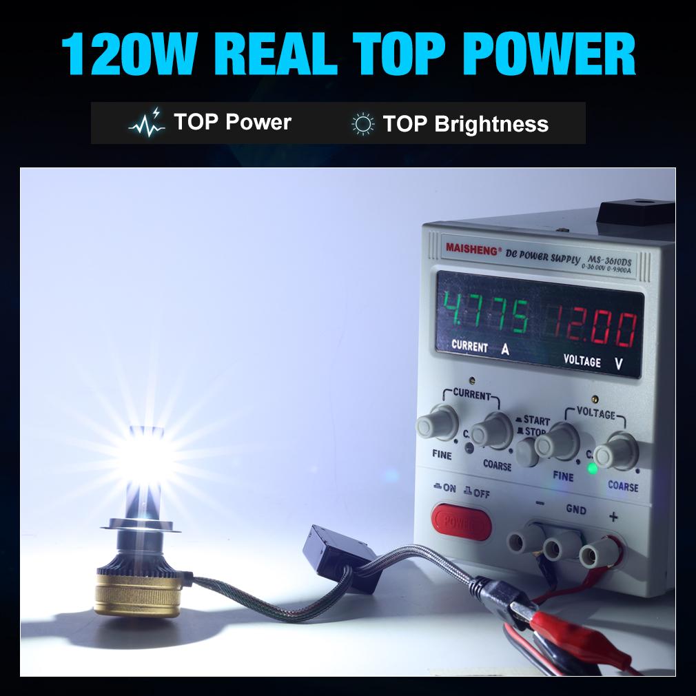 2Pcs H7 H4 Led Headlight Bulbs 6500K H1 H8 H11 Led 9005 HB3 9006 HB4 Auto Lamp 9012 Hir2 High Power 120W 60000LM Canbus CSP Chips Headlamp