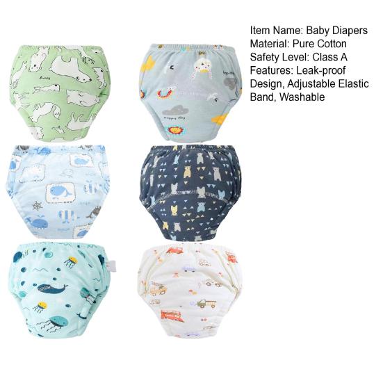 6 шт. нижнего белья для приучения к горшку, дышащие детские подгузники, герметичные трусики для приучения к горшку