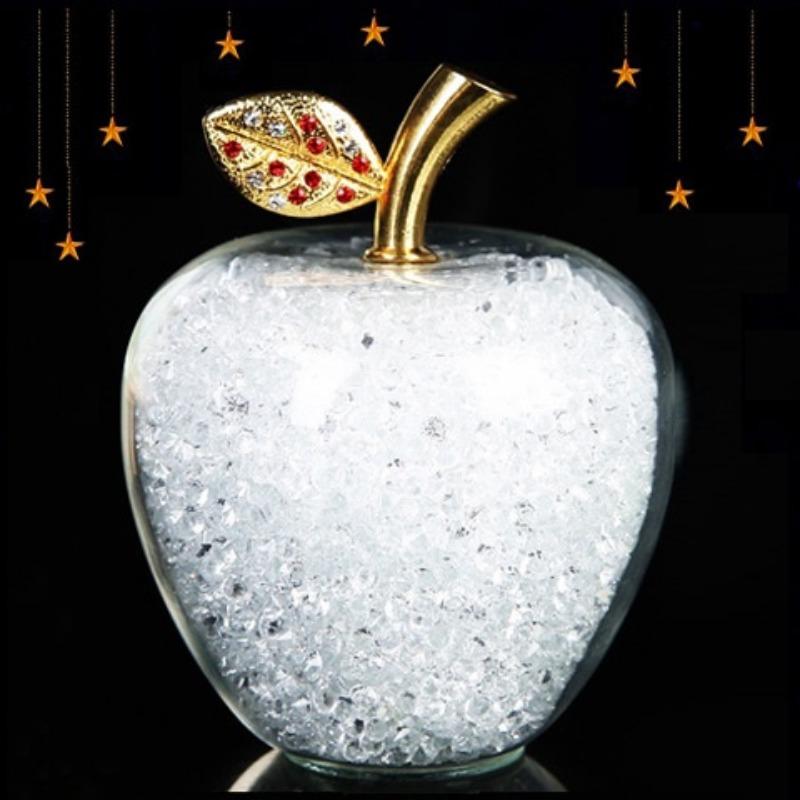 1PC Amazing Love Gifts Hollow Glass Apple Full Fill with Color Crystal Rhinestone Figurines Home Decoration Accessories