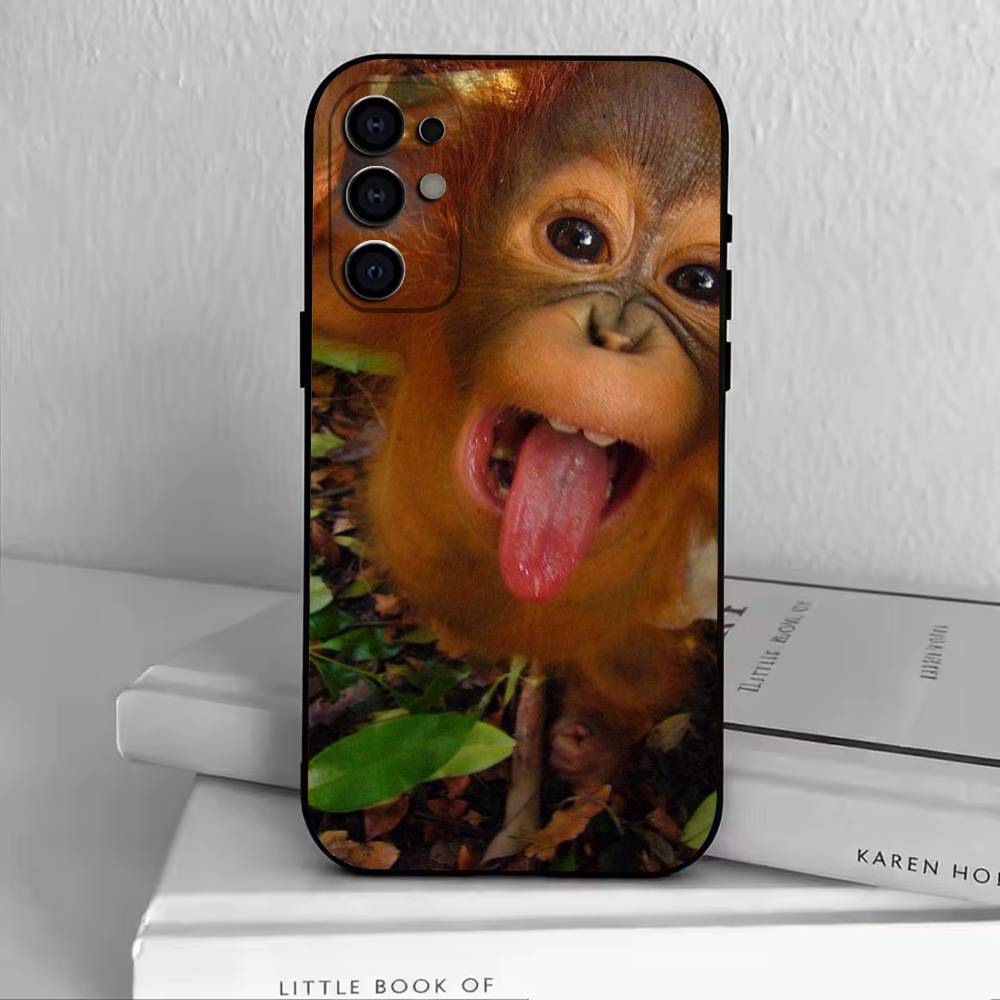 Funny Cute Monkeys Phone Case For Samsung S25,S24,S21,S22,S23,S30,Ultra,S20,Plus,Fe,Soft Silicone Black Cover