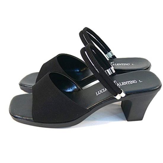Сделано в Японии красивые офисные атласные большие [Luciano Valentino] каблуки 6,5 см, ноги, сандалии, черные, IM3903, женские, черные,