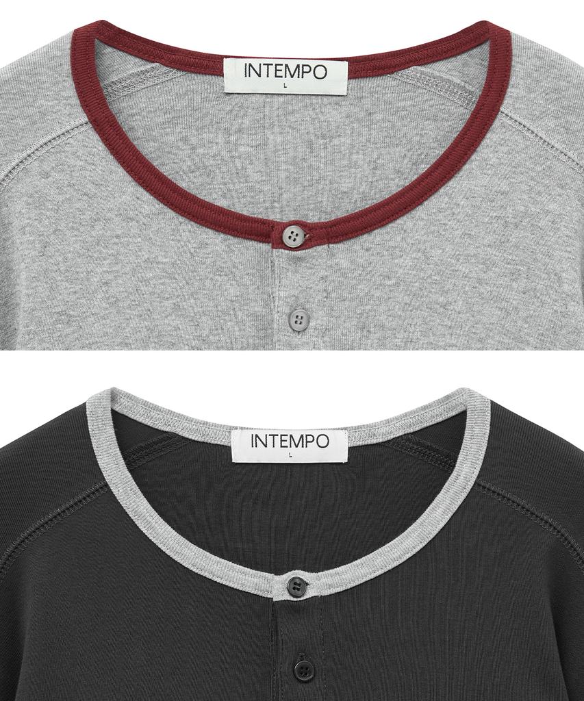 INTEMPOMOOD Цветная футболка-henley с длинным рукавом: 2 цвета