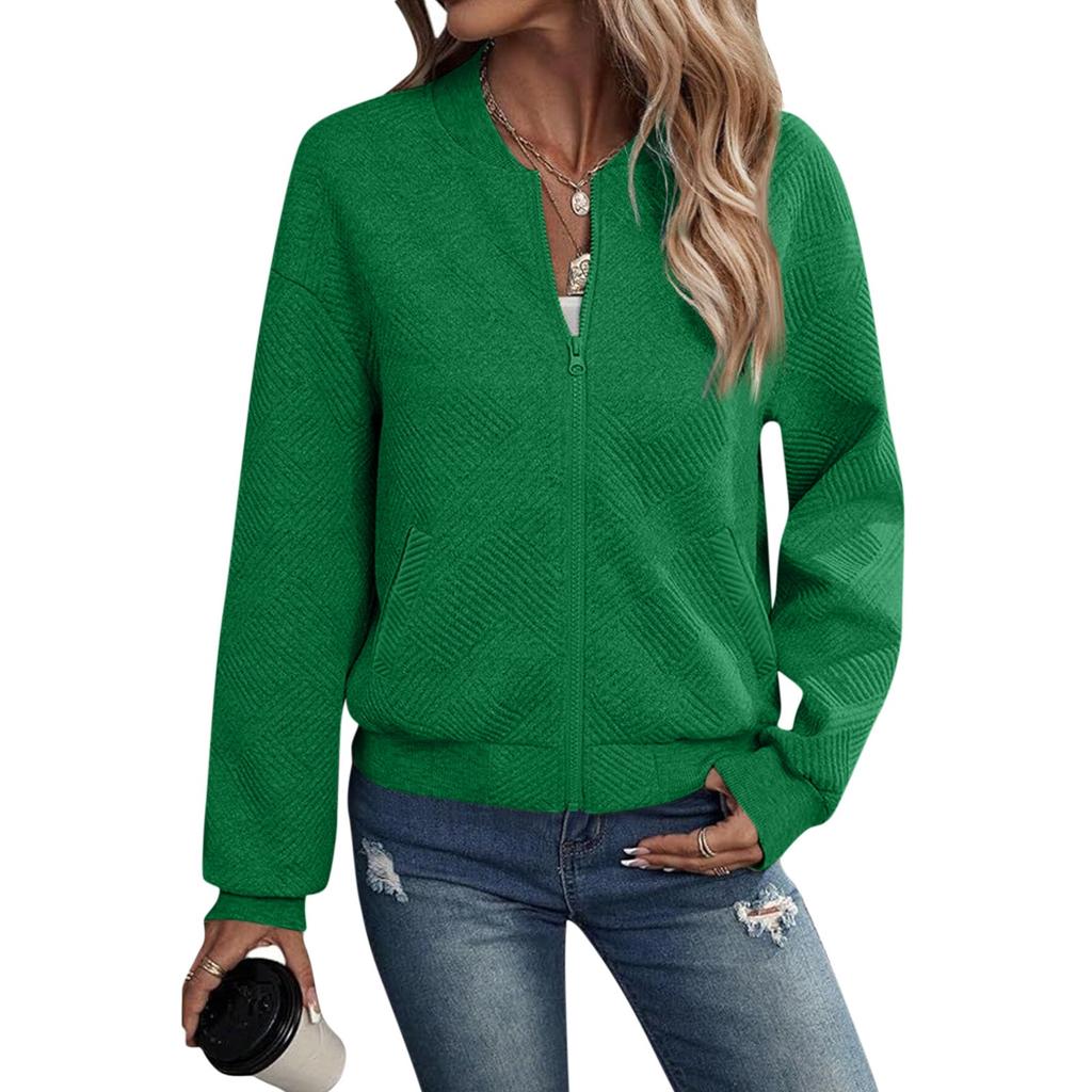 Womens Long Sleeve Zip Up Sweatshirts Jackets Full Zipper Lightweight Jacket Casual Pocket Loose Outwear Coat