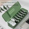 Desktop Cable Organizer Box with Cover - Manages Cables, Headphone Cords, and Charging Accessories.