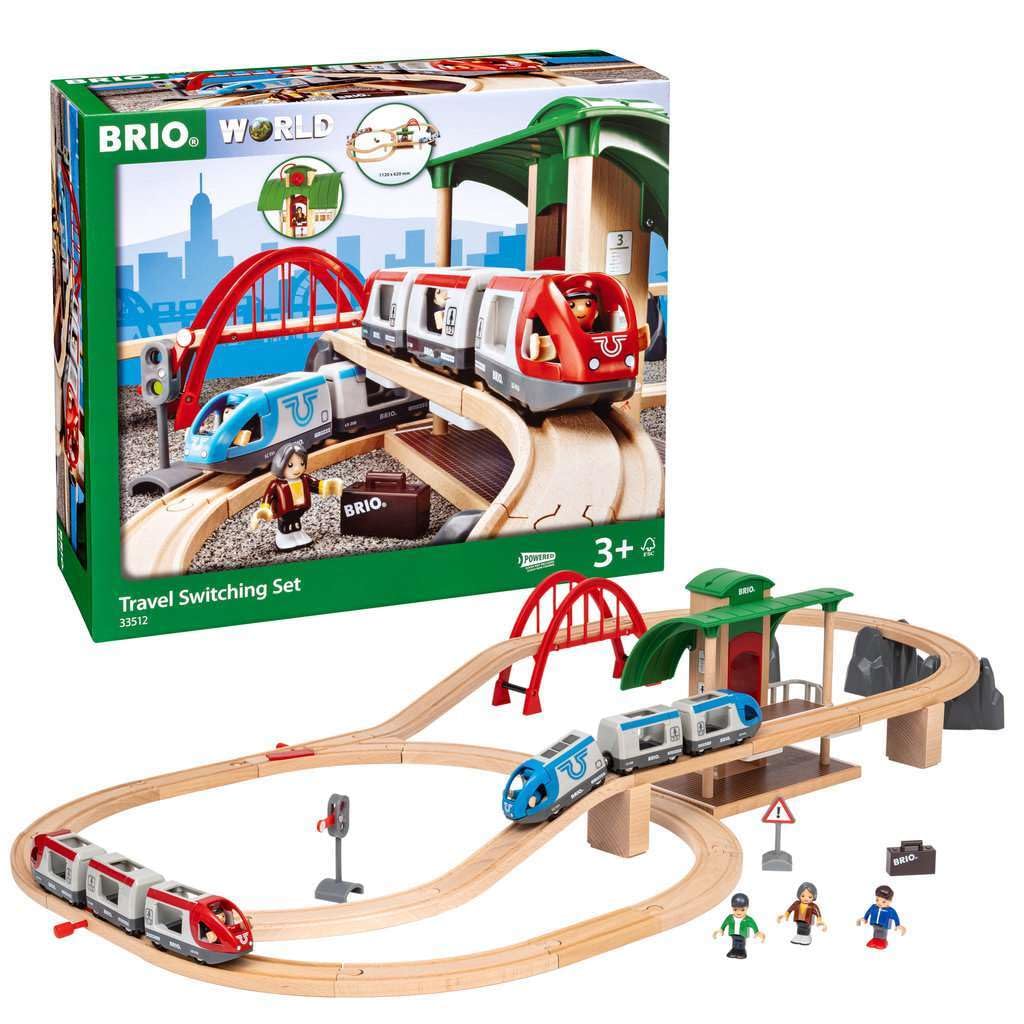 BRIO WORLD Travel Rail Set Ages 3 and Up Wooden 33512 [42 Pieces] (Electric Vehicle, Train, Toy, Rail)