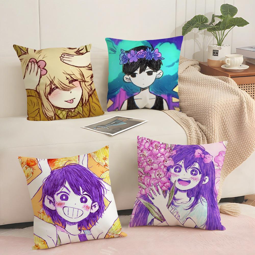 Game O-Omori Cushion Cover Soft Short Plush Pillow Cover Smooth Cozy Texture Aesthetic Cushion Case Home Decor