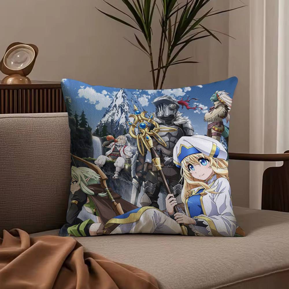 Anime G-Goblin S-Slayer Pillow Case Anti-dustmite Pillowcase Invisible zipper silky short plush Sofa cushion cover