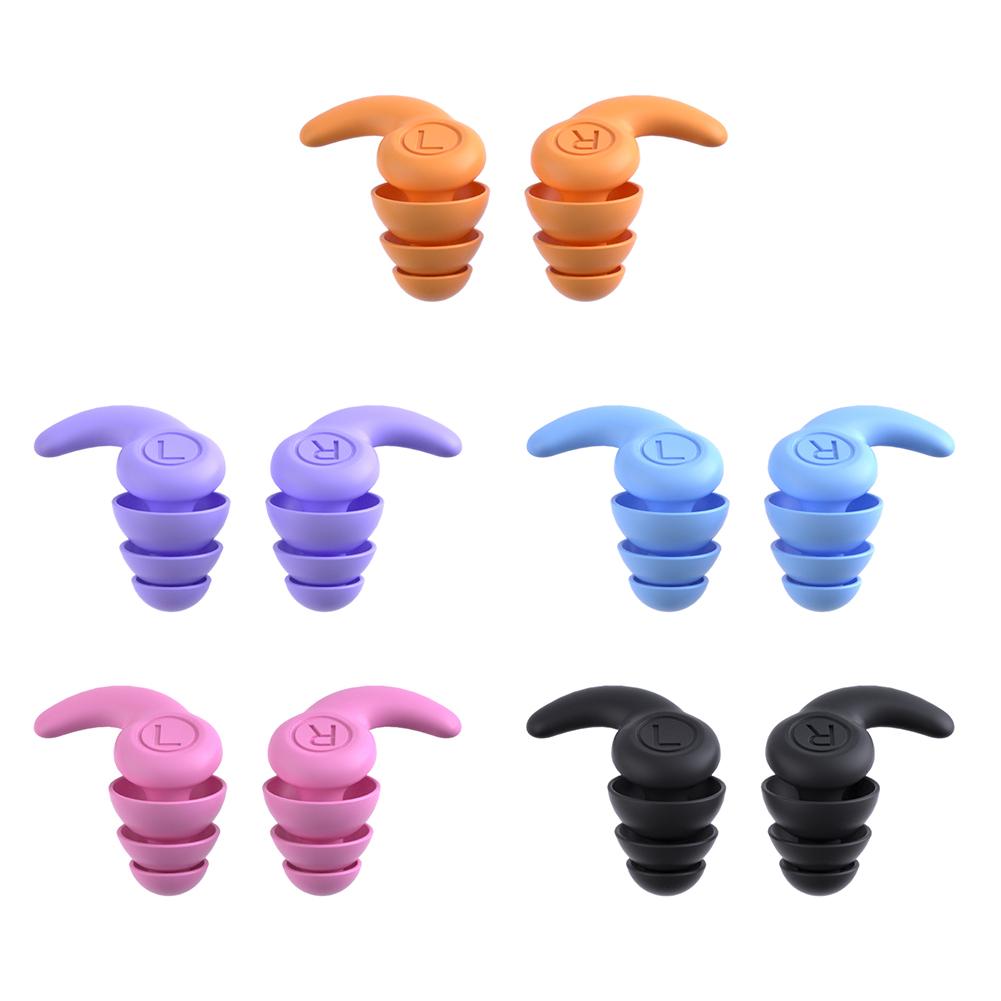 1 Pair Silicone Swimming Ear Plugs Canceling Noise 3 Layers Sleep Noise Ear Plug Reduction Soundproof for 5-12 Year Old Children
