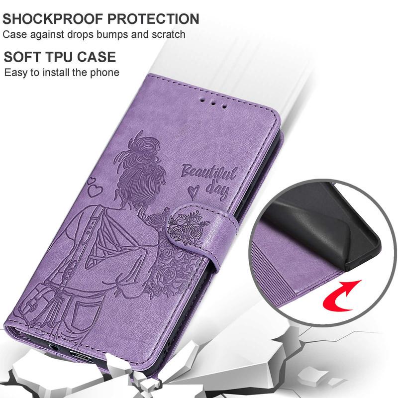 For Samsung S25 S24 S23 A16 A15 A14 A26 A36 Redmi Note 14 13 12 Pro Cartoon Butterfly Embossed PU Leather Card Slots Flip Wallet Kickstand Phone Case