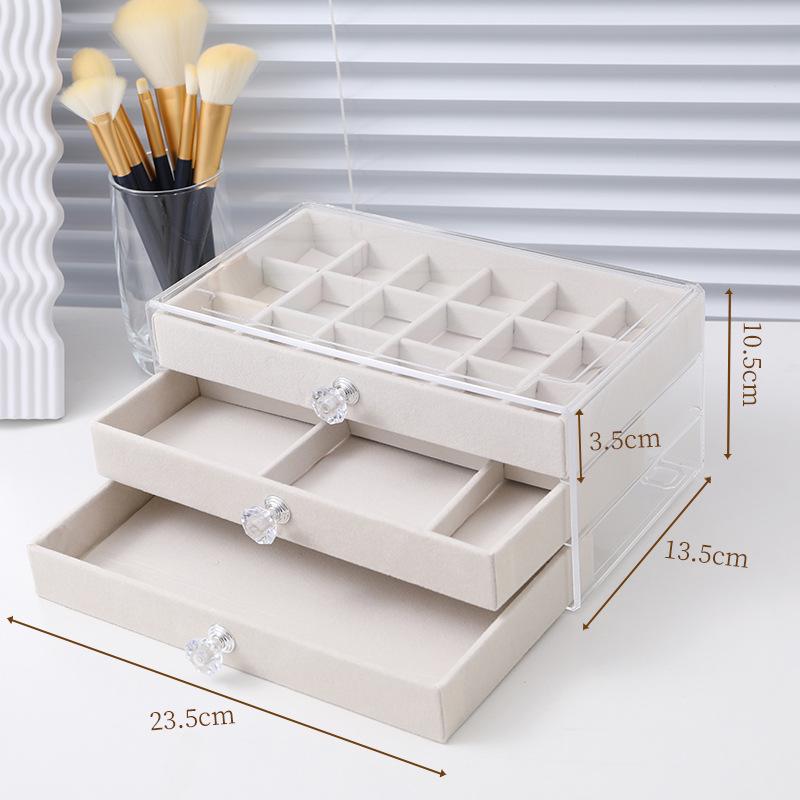 Бархатная шкатулка для украшений с антиокислительным покрытием, прозрачное акриловое хранилище для сережек, ожерелий и колец