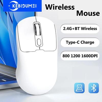 Bluetooth 5.4 Мышь 2.4G Беспроводная мышь Двухрежимная игровая мышь 1600 DPI Бесшумная мышь Перезаряжаемая Эргономичная мышь для ПК Ноутбука Macbook Pro