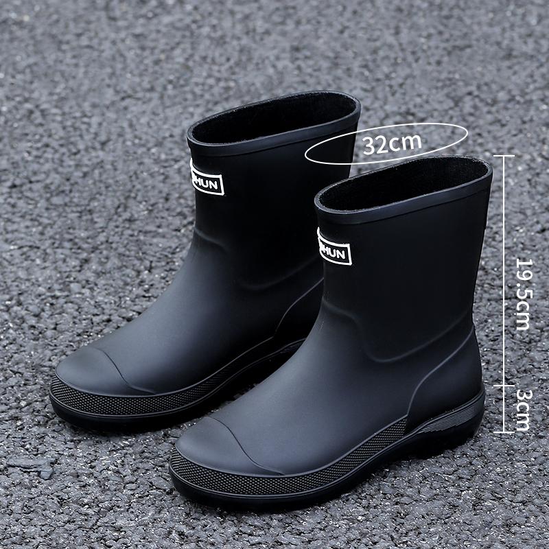 Женские новые модные резиновые сапоги до середины голени, водонепроницаемые нескользящие резиновые туфли с ПВХ-стелькой, круглый носок для кемпинга и пешего туризма на открытом воздухе