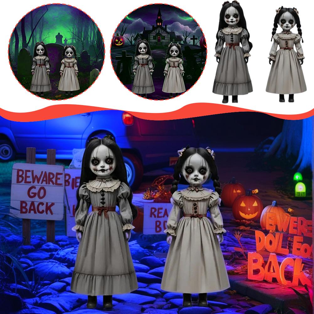 Halloween Decorations, Scary Ghost Girl Doll Yard Stakes for Outdoor Garden, Haunted House Ground Insert Signs