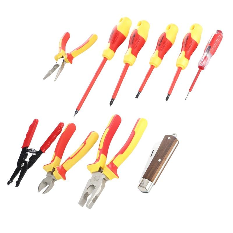 10 Pcs ulated Electrician Tool Set with Slotted Cross Head Tip Electrician Screwdriver Set