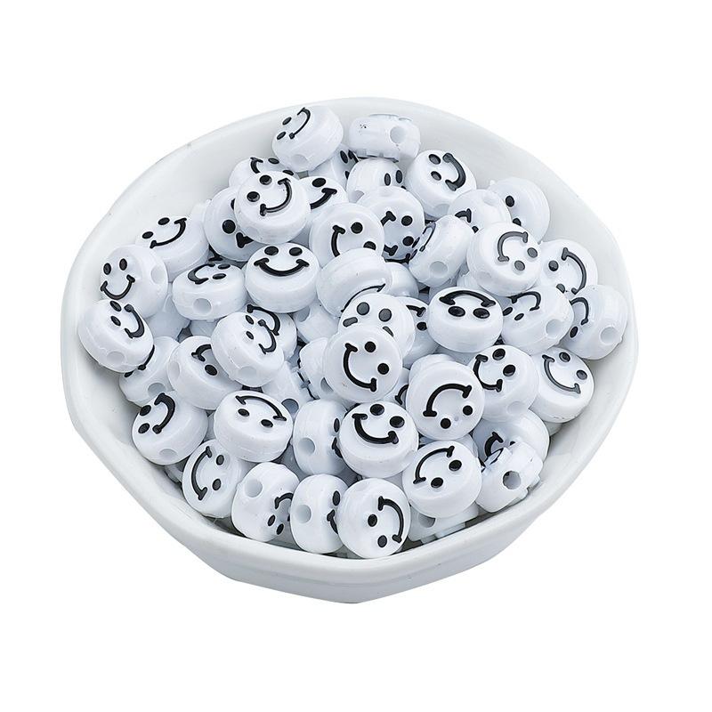 50/200 шт./лот 10 мм бусины со смайликами овальной формы акриловые разнесенные бусины для изготовления ювелирных изделий DIY подвески браслет ожерелье