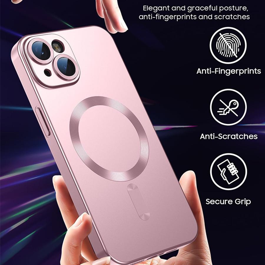 Магнитный чехол для iPhone 16 15 14 13 12 11 Чехол для телефона Матовый роскошный мягкий металлический блестящий дизайн с защитой объектива камеры Совместим с чехлом Magsafe