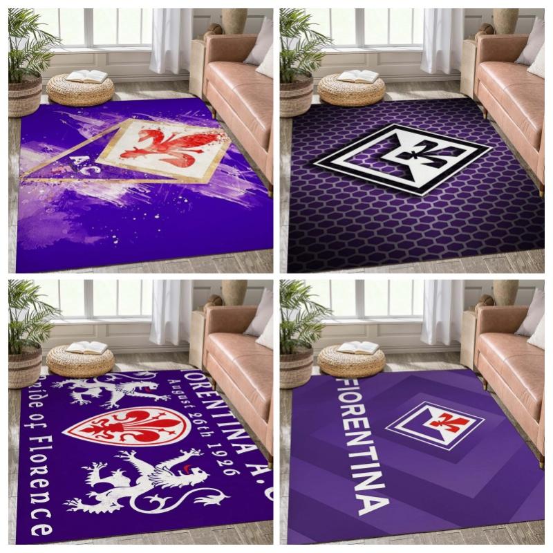 ACF Fiorentina Football Club Watercolor Art Area Rug, Purple Splash Logo Floor Mat, Non Slip Carpet for Living Room Bedroom, Sports Home Decor Rug