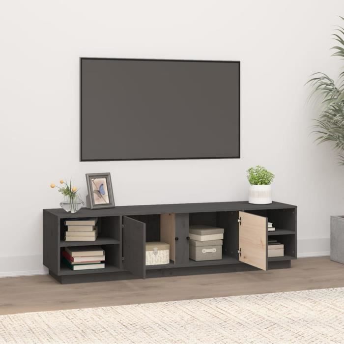 814456 vidaXL TV Cabinet Grey 156x40x40 Cm Solid Pine Wood