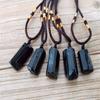 Black Tourmaline Stone Pendant Necklace Crystal Gem Specimen