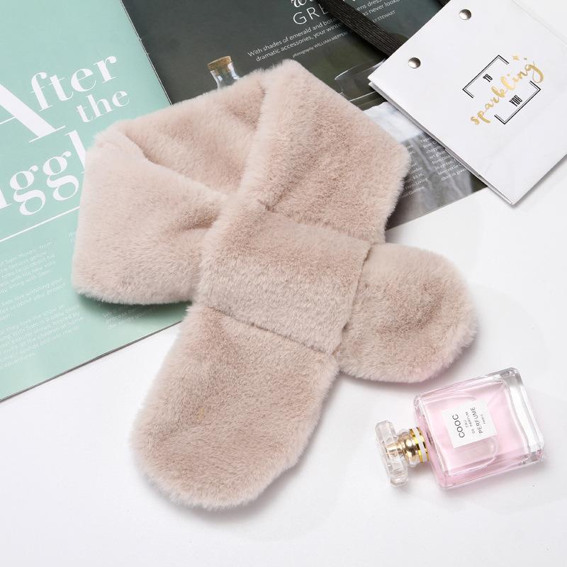 Детский шарф зимний мультяшный плюшевый детский шарф для мальчиков и девочек теплый крест имитация кроличьей шерсти детский шейный платок