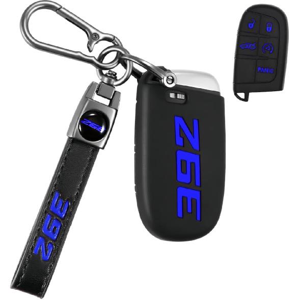 Silicone 392 key fob cover with Key chain Compatible with Charger Durango Challenger RAM 5 buttons (yellow)