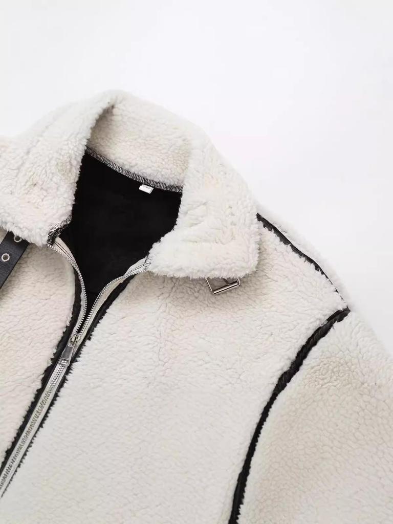 Женская куртка из искусственной овчины, сшитая из разных частей, на осень 2023 года в уникальном европейско-американском стиле Y2K