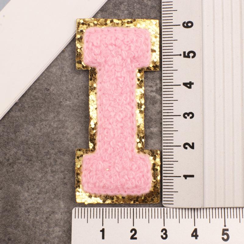 Алфавит, 26 букв, блестки, синель, розовая вышитая аппликация, нашивка для одежды, сумки, куртка, шляпа, декор