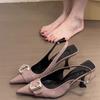 French Thin Heel Bag Head Sandals Women'S Summer Temperament Advanced Not Tired Feet Metal Pointed High Heels