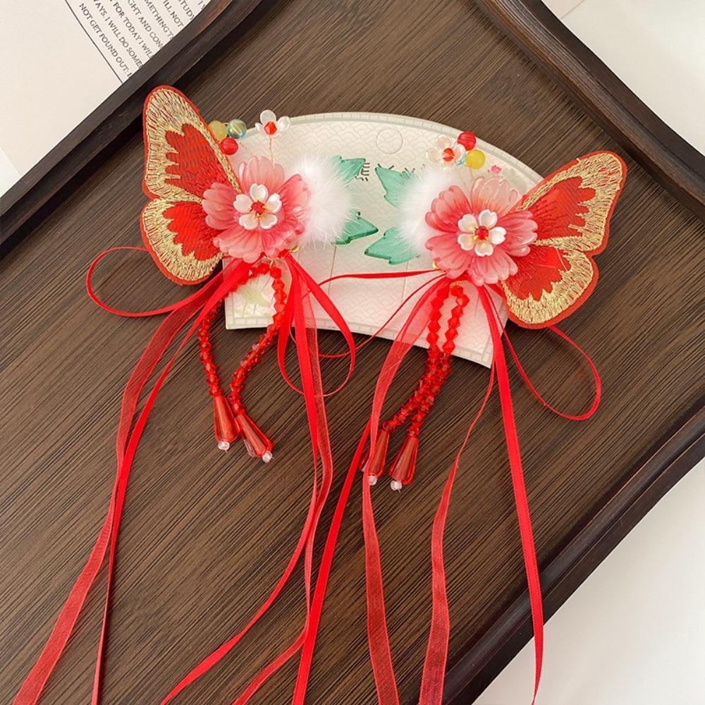 Детская новогодняя заколка для волос в стиле Тан, головной убор в стиле Ханфу, заколка для волос в старинном стиле для детей