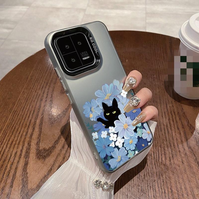 Чехол Cat Flower для iPhone 16 Samsung A55 A35 A34 S24 FE Xiaomi Redmi Note 13 Pro 14C Huawei Honor 200 противоударный бампер для телефона с защитой от царапин