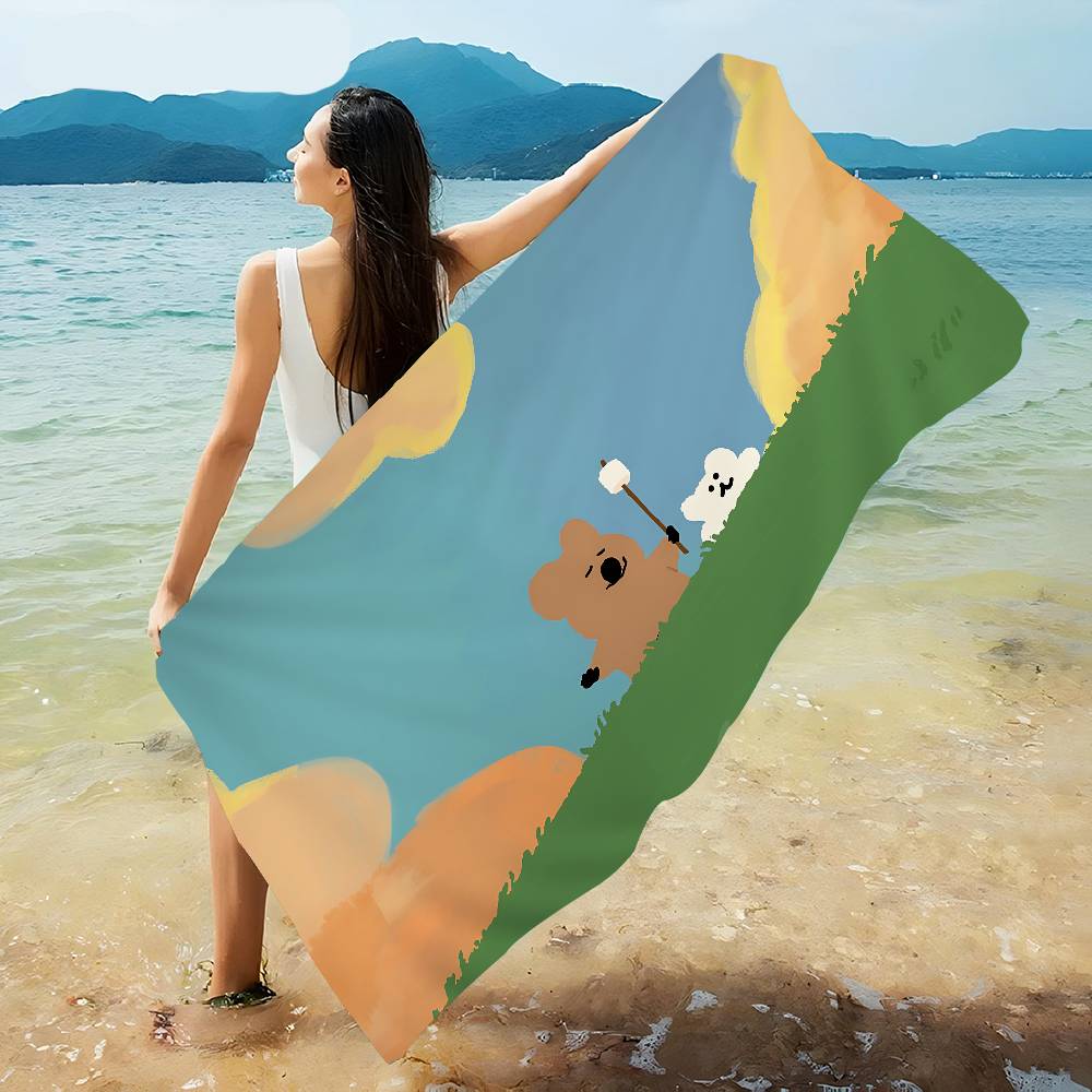 Cute D-Dinotaeng Microfiber Beach Towel Absorbent Quick dry Soft Yoga Swimming Resort Mountain Climbing Towel