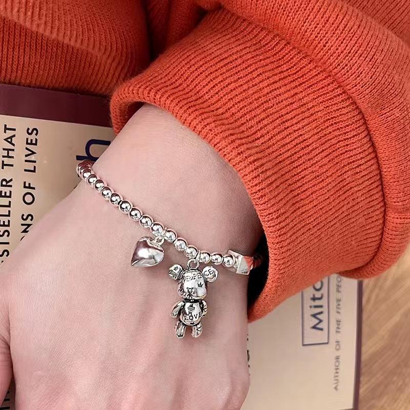 New Movable Limbs Violent Bears Heart Cartoon Charm Bracelet Ins Trendy High-end Sense Personality Beaded Bracelets Fashion Jewelry